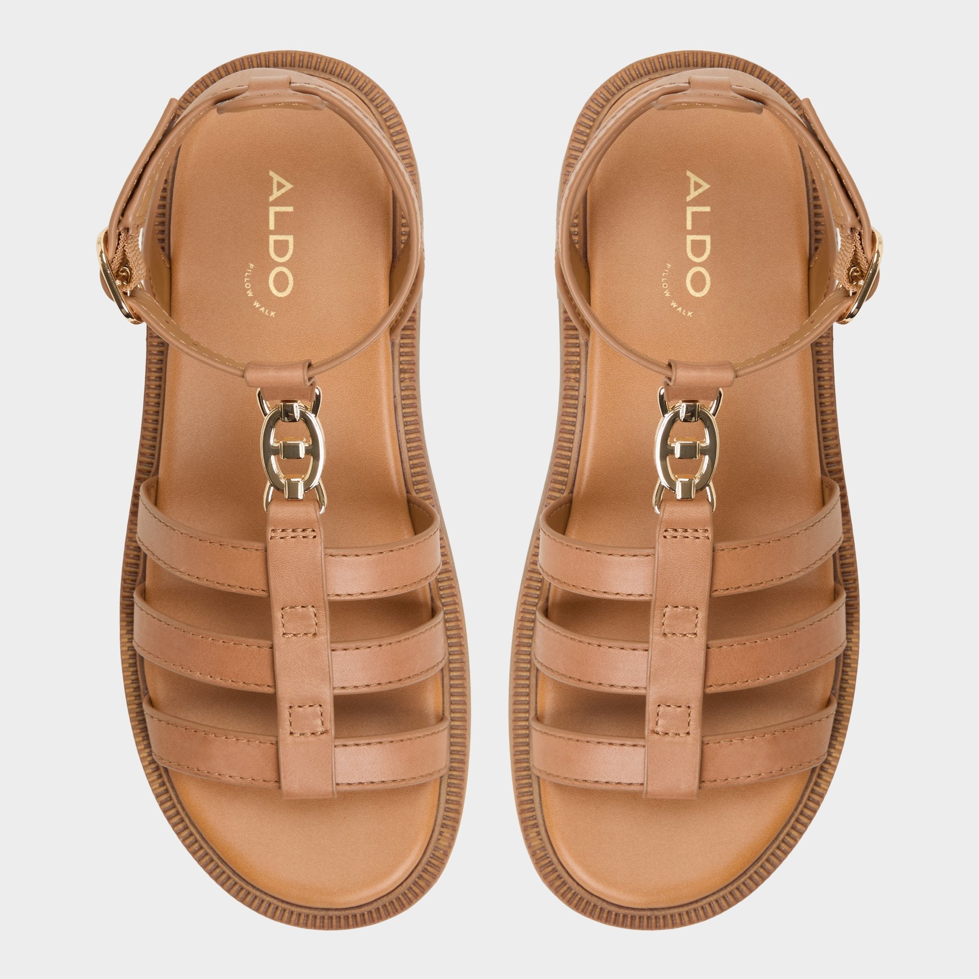 Aldo Lamington Medium Brown Women's Strappy sandals - Gladiator sandal, Lug sole Women