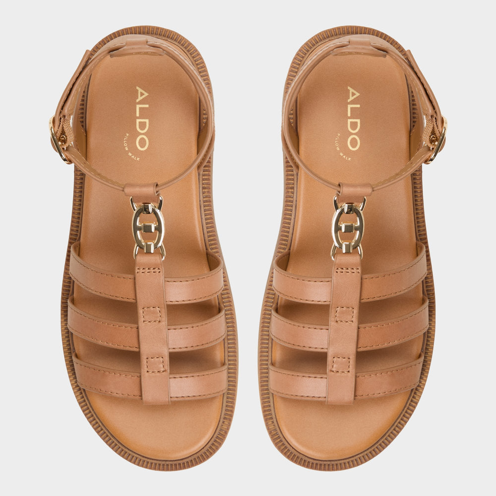 Aldo Lamington Medium Brown Women's Strappy sandals - Gladiator sandal, Lug sole Women