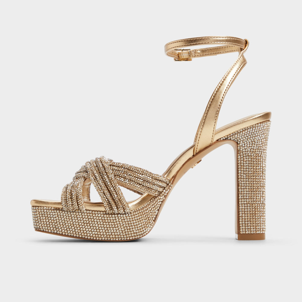 Aldo Shimma Gold Women's Iridescent metallics - Strappy heeled sandal, Platform Women