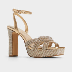 Aldo Shimma Gold Women's Iridescent metallics - Strappy heeled sandal, Platform Women