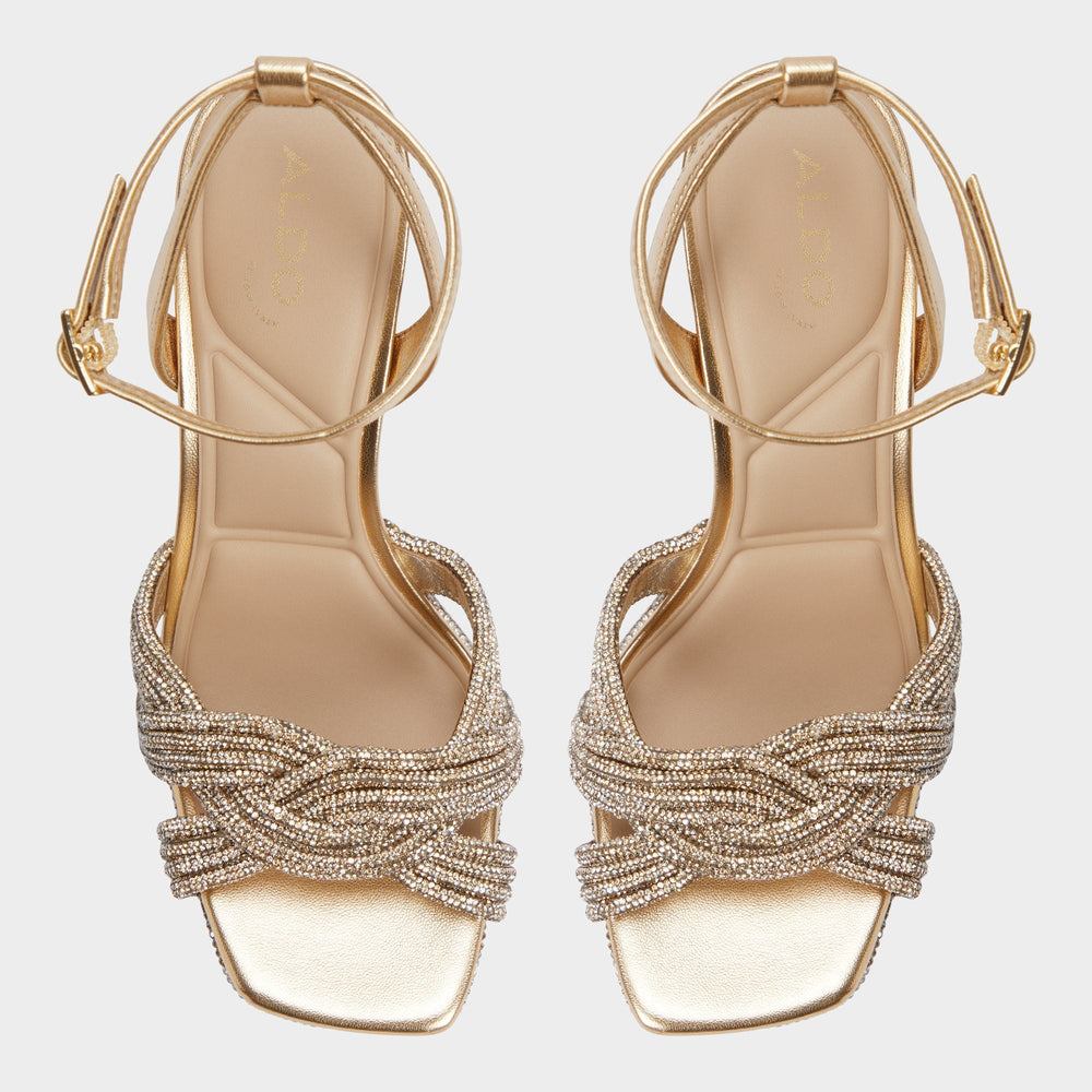 Aldo Shimma Gold Women's Iridescent metallics - Strappy heeled sandal, Platform Women