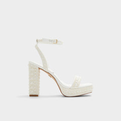Aldo Lulu White Women's Strappy sandals - Strappy heeled sandal, Block heel Women