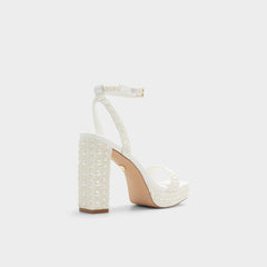 Aldo Lulu White Women's Strappy sandals - Strappy heeled sandal, Block heel Women