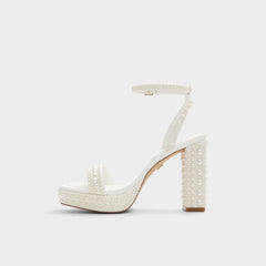 Aldo Lulu White Women's Strappy sandals - Strappy heeled sandal, Block heel Women