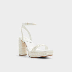 Aldo Lulu White Women's Strappy sandals - Strappy heeled sandal, Block heel Women
