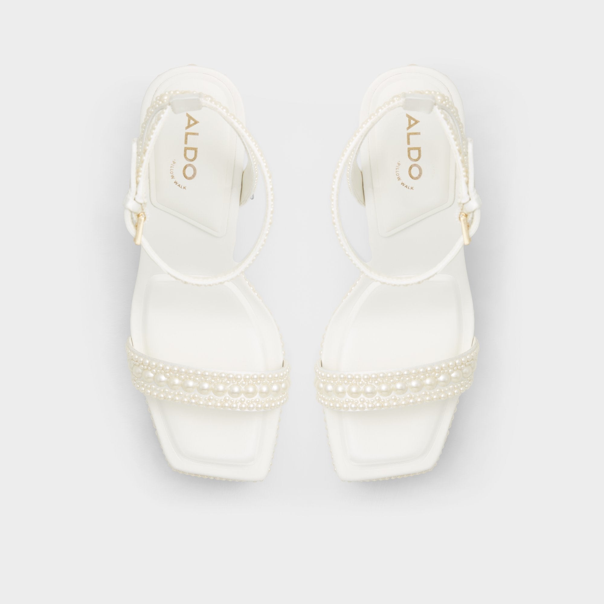 Aldo Lulu White Women's Strappy sandals - Strappy heeled sandal, Block heel Women