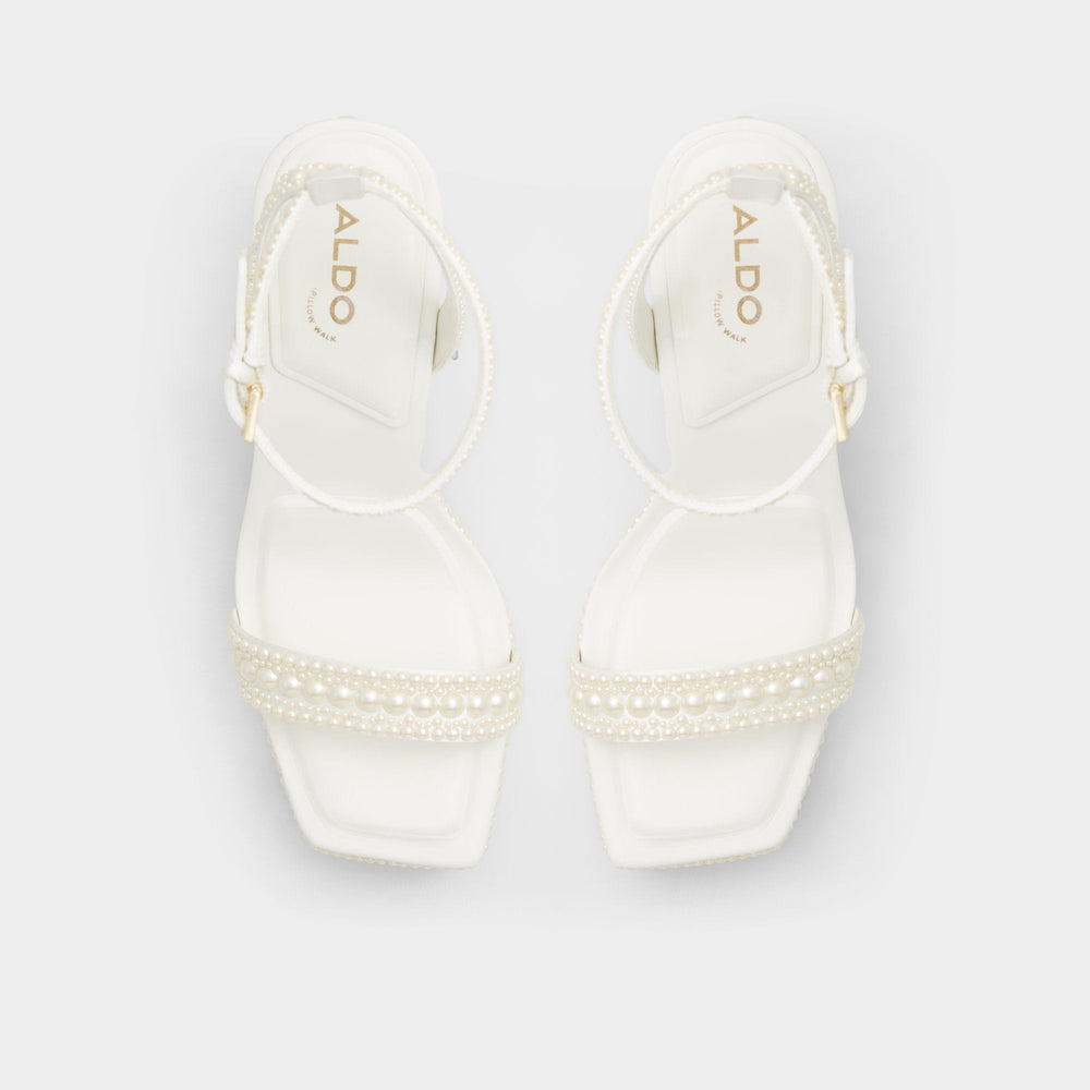 Aldo Lulu White Women's Strappy sandals - Strappy heeled sandal, Block heel Women