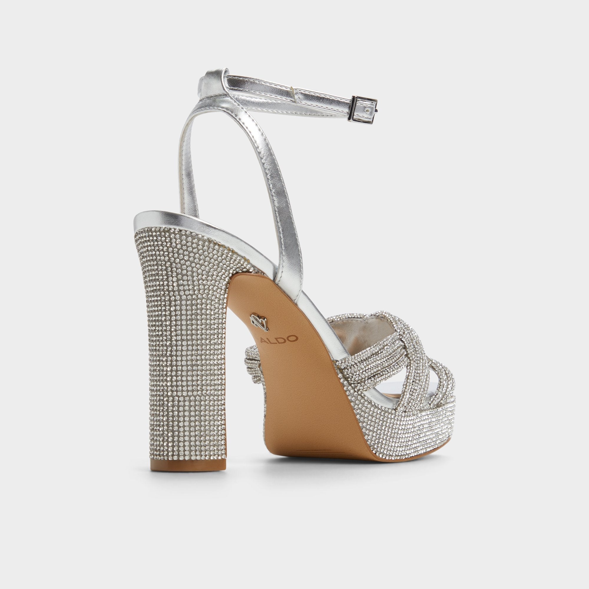 Aldo Shimma Silver Women's Iridescent metallics - Strappy heeled sandal, Platform Women