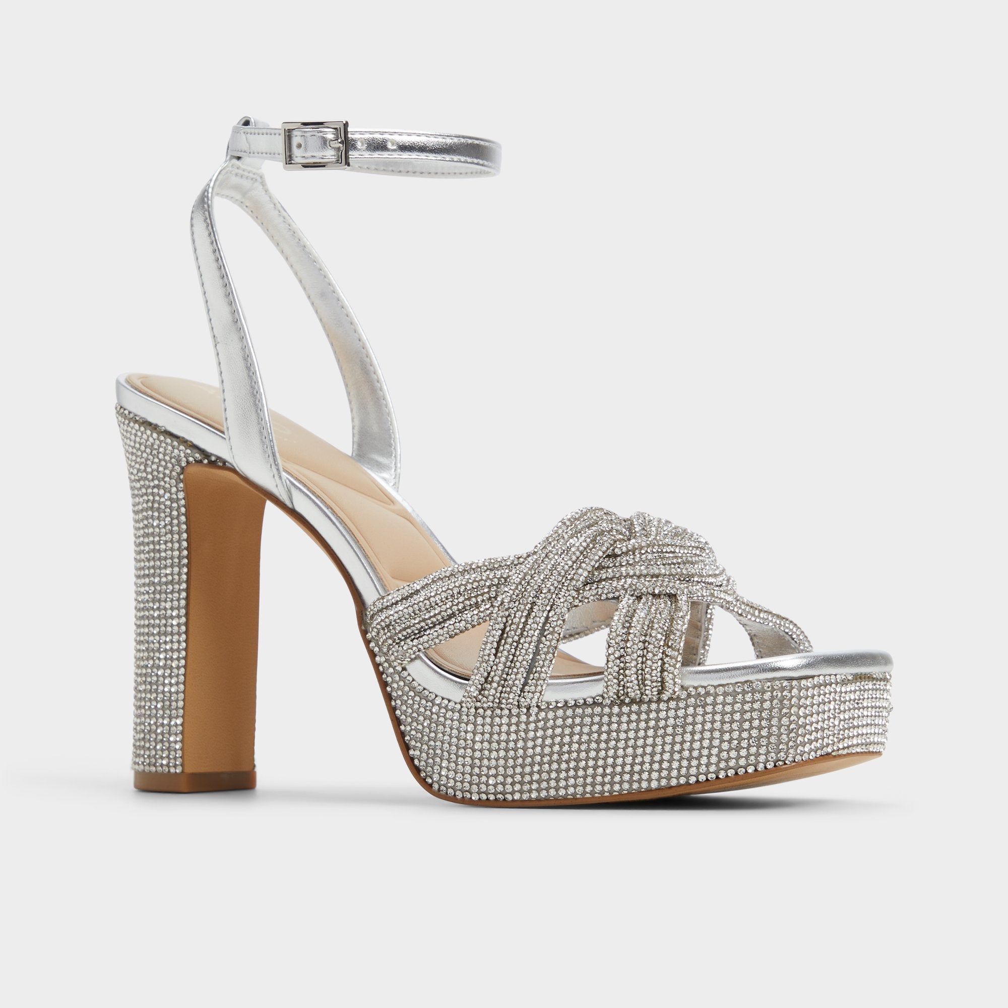 Aldo Shimma Silver Women's Iridescent metallics - Strappy heeled sandal, Platform Women