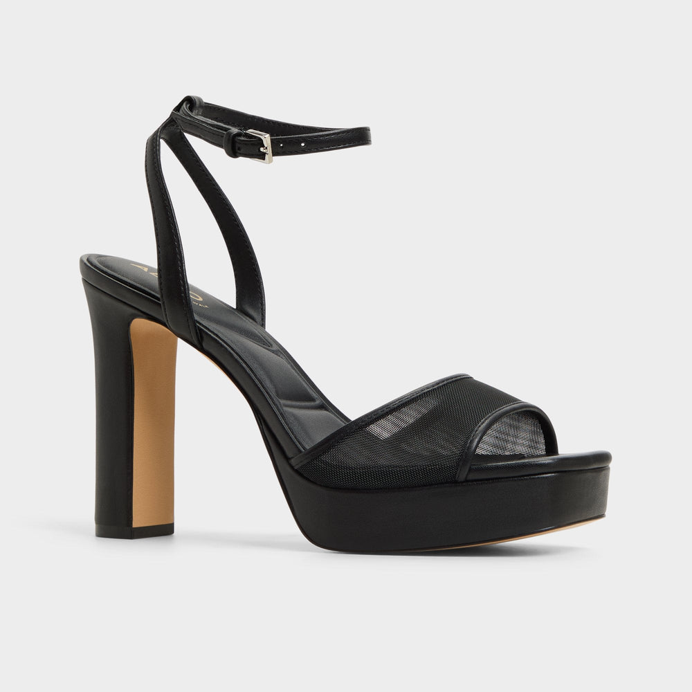Aldo Chicglimmer Black Women's Platform sandals - Strappy heeled sandal, Block heel Women