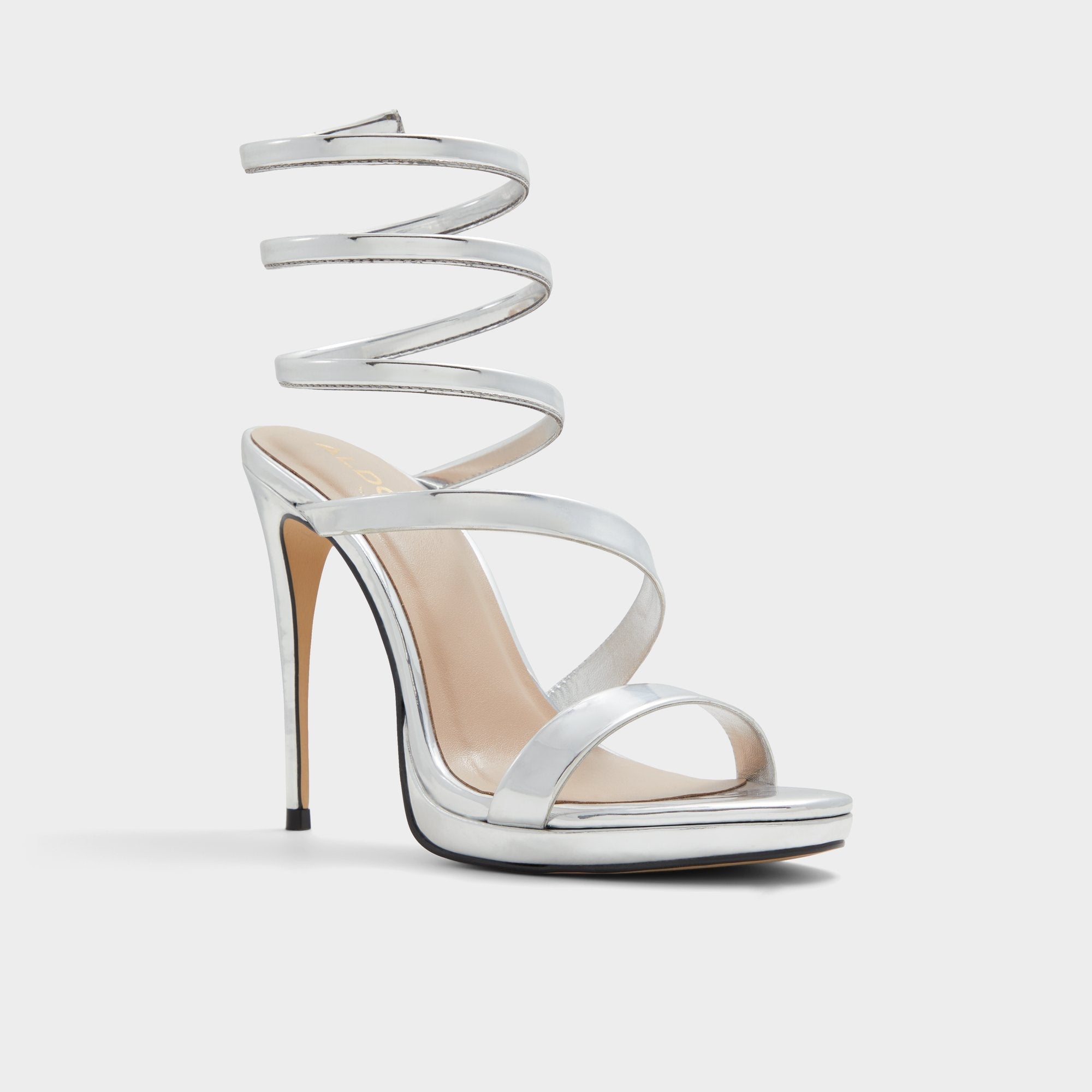 Aldo Katswirl in Silver - Strappy sandal, Stiletto platform Women