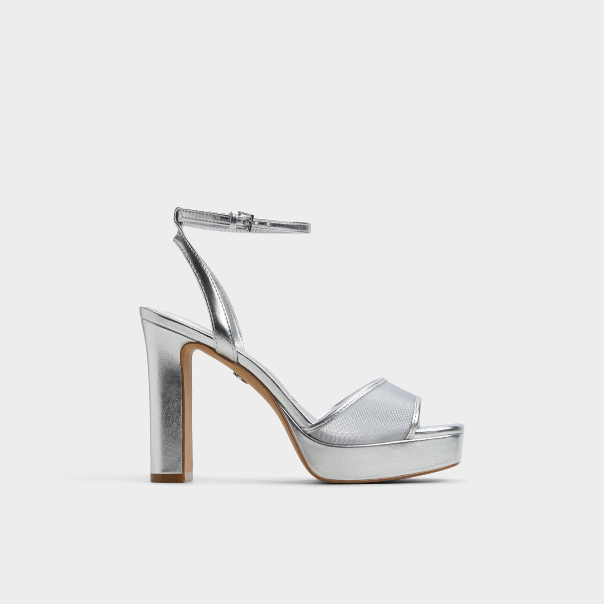 Aldo Chicglimmer Silver Women's Platform sandals - Strappy heeled sandal, Block heel Women