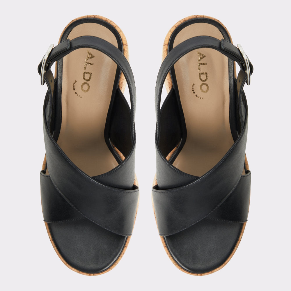 Aldo Sandcastle Black Women's Platform sandals - Strappy wedge sandal Women