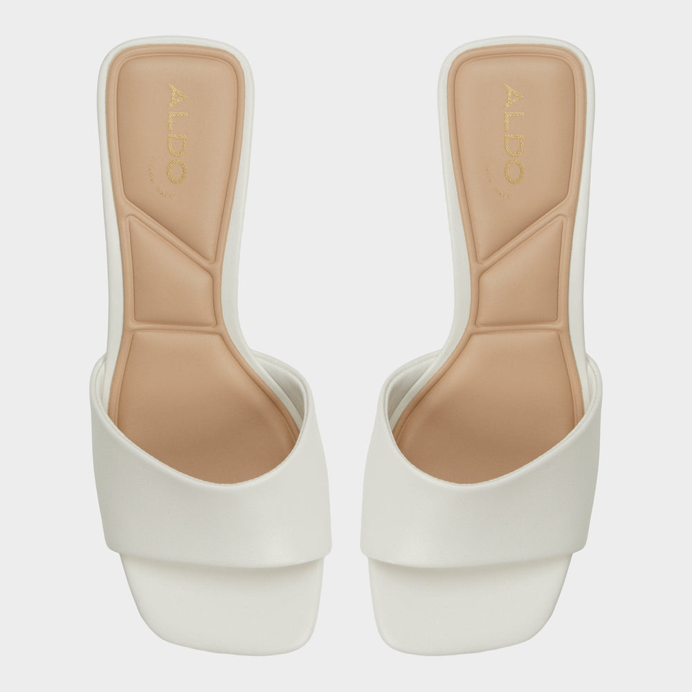 Aldo Tisha White Women's Heeled mules - Heeled mule, Block heel Women