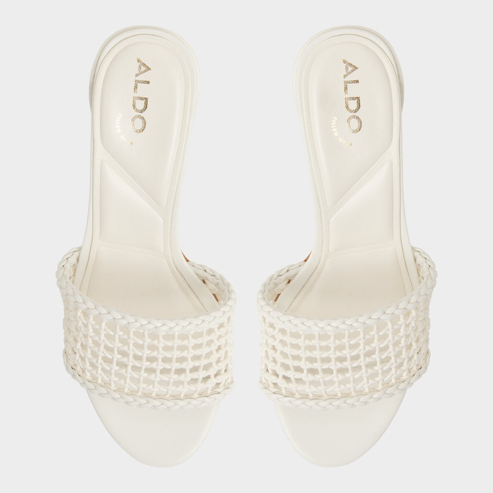 Aldo Beachdate White/Bone Women's Block heels - Heeled mule, Block heel Women