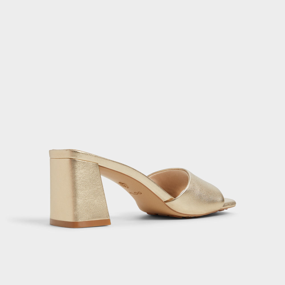 Aldo Tisha Gold Women's Heeled mules - Heeled mule, Block heel Women