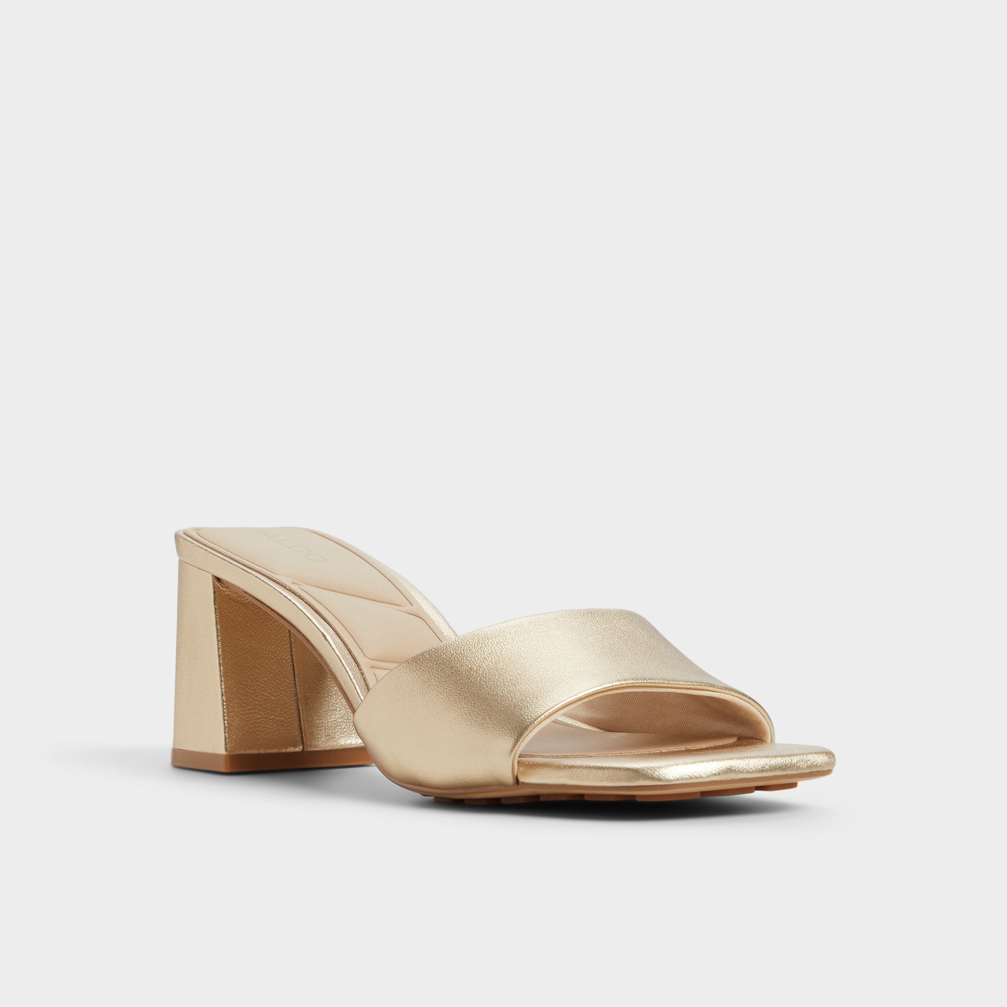 Aldo Tisha Gold Women's Heeled mules - Heeled mule, Block heel Women