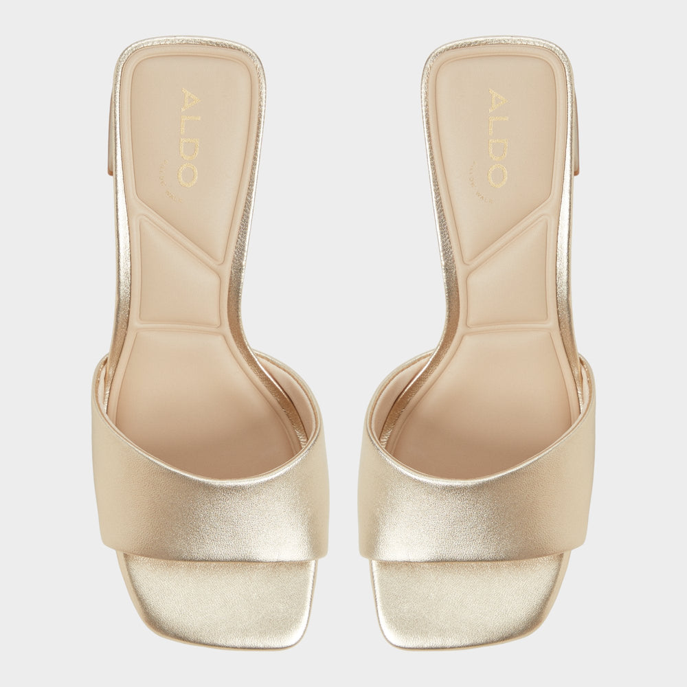Aldo Tisha Gold Women's Heeled mules - Heeled mule, Block heel Women
