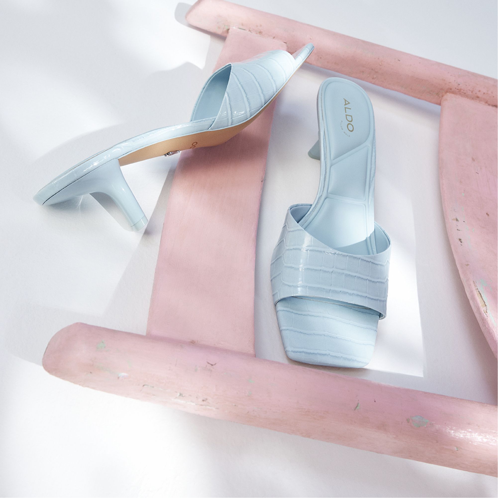 Aldo Enchanting Pastel Blue Women's Heeled mules - Heeled mule, Kitten heel Women