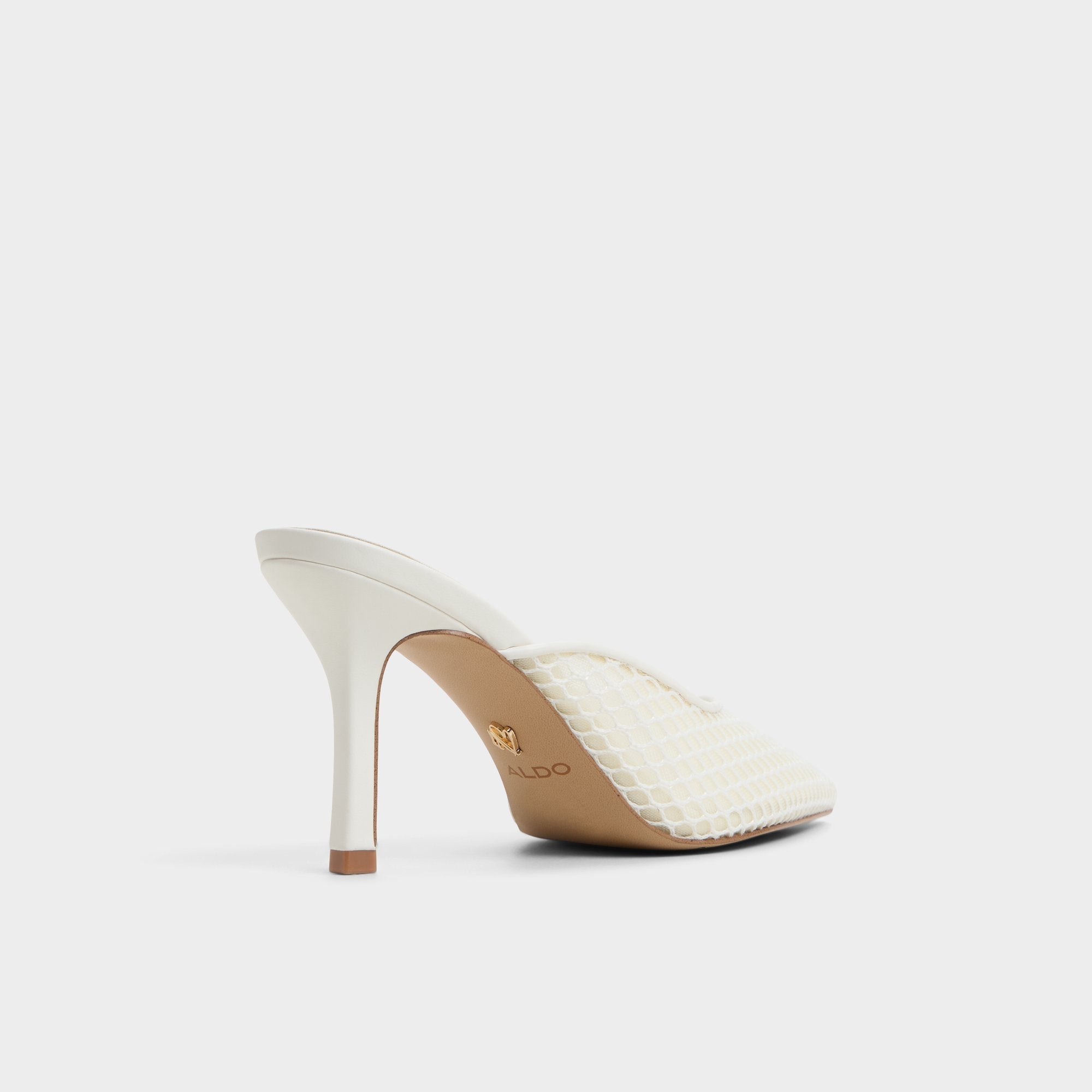 Aldo Gamilia Open White Textile Mesh Women's Kitten heels - Heeled mule, Kitten heel Women