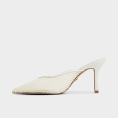 Aldo Gamilia Open White Textile Mesh Women's Kitten heels - Heeled mule, Kitten heel Women