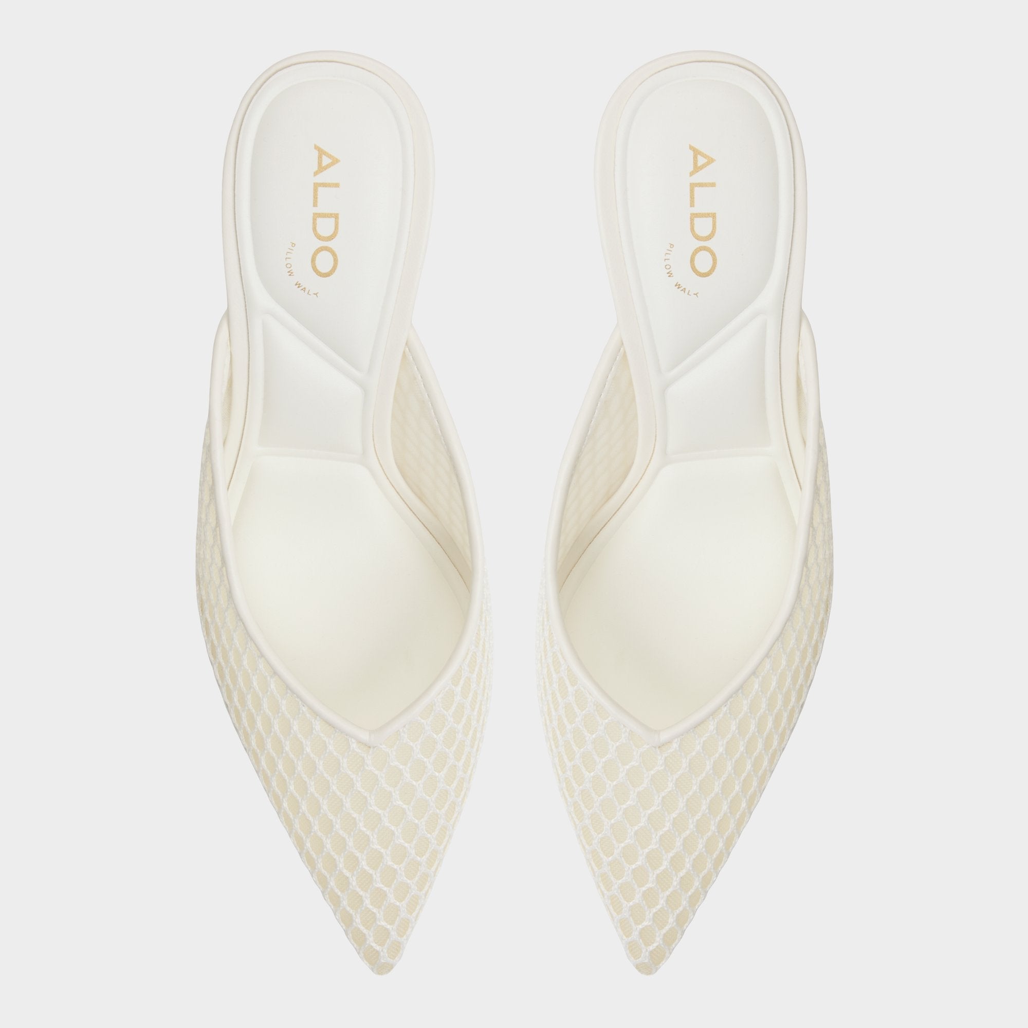 Aldo Gamilia Open White Textile Mesh Women's Kitten heels - Heeled mule, Kitten heel Women