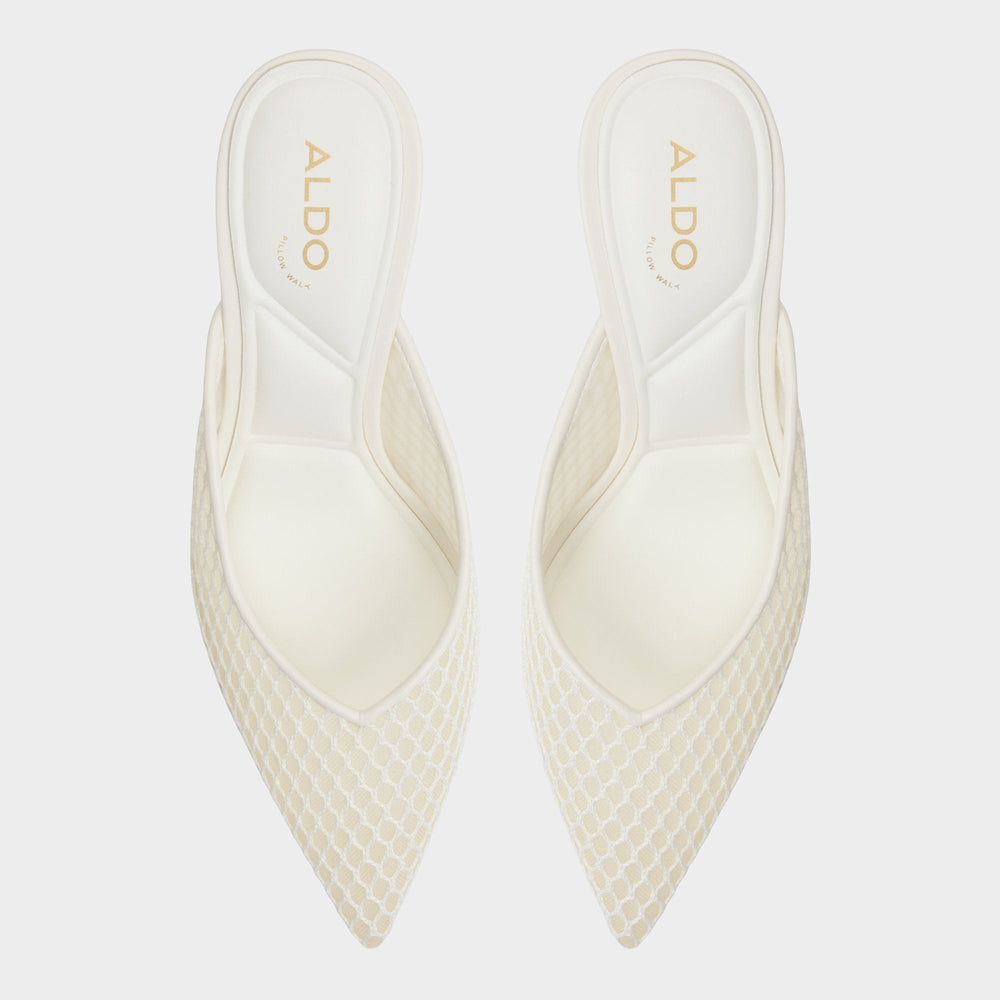 Aldo Gamilia Open White Textile Mesh Women's Kitten heels - Heeled mule, Kitten heel Women