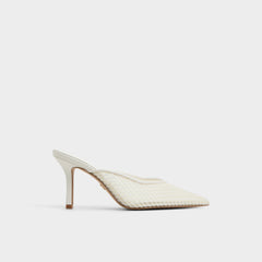 Aldo Gamilia Open White Textile Mesh Women's Mesh - Heeled mule, Stiletto heel Women