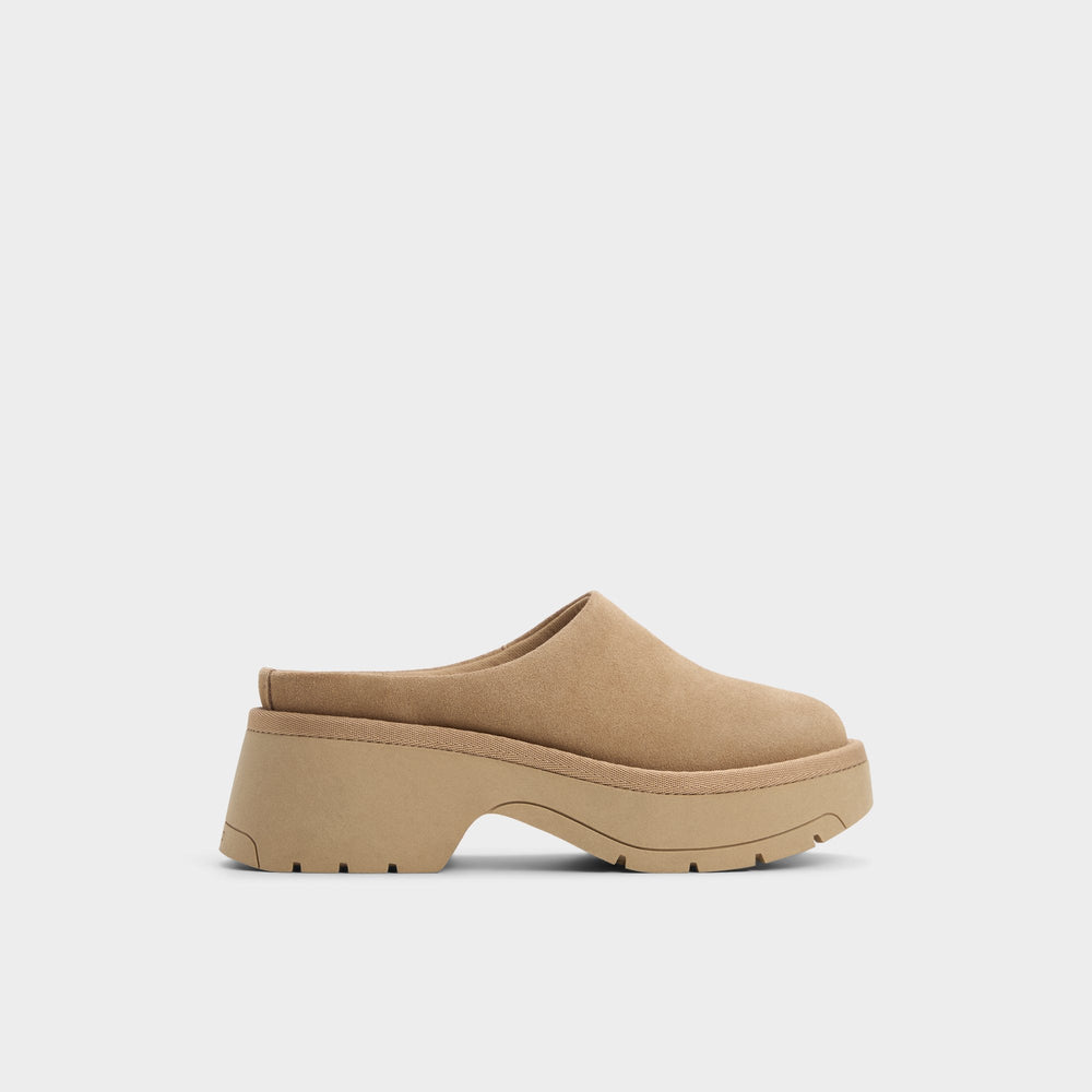 Aldo Academia Beige Women's Cold Weather Shoes - Heeled mule, Lug sole Women