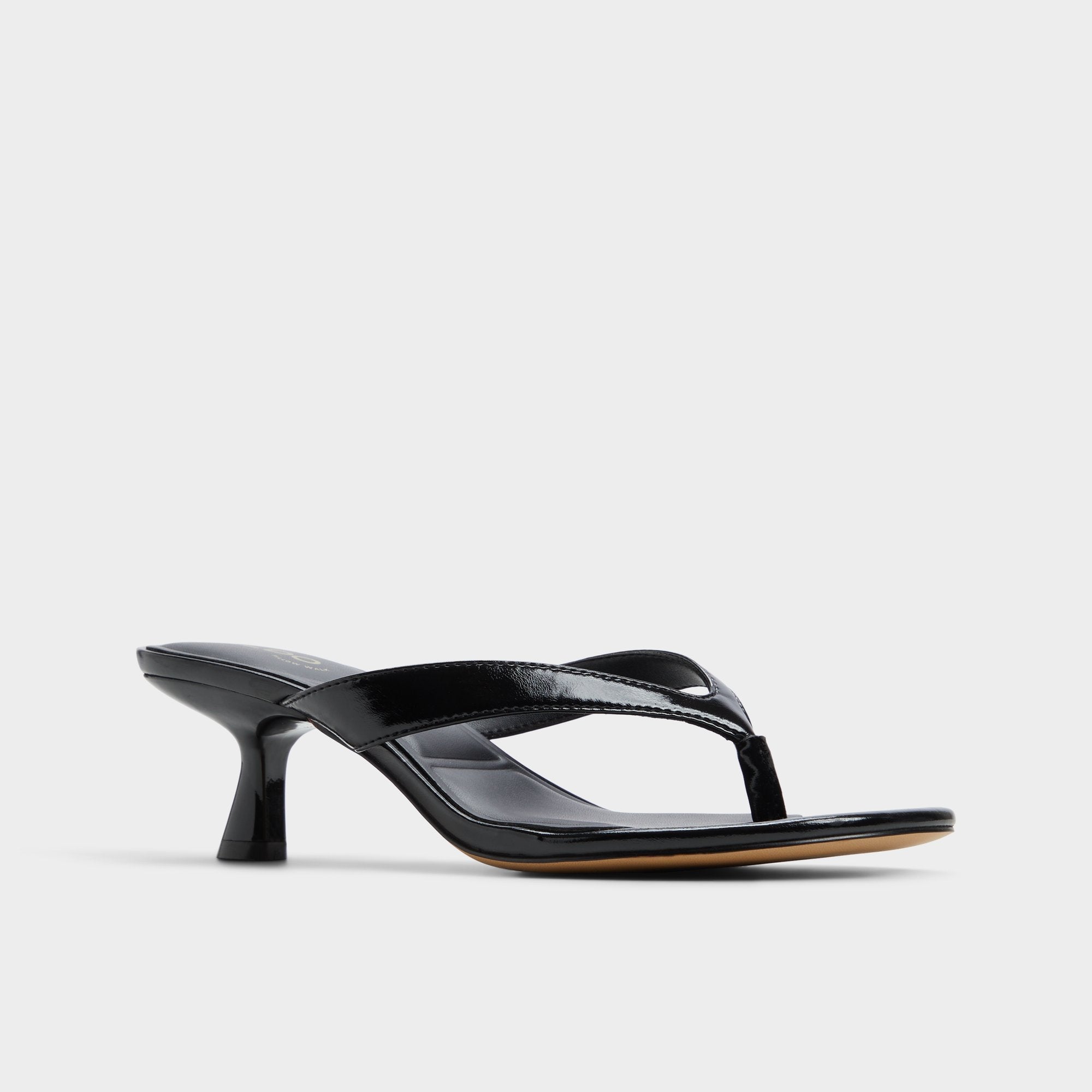 Aldo Jump Black Women's Strappy sandals - Heeled flip flop, Kitten heel Women