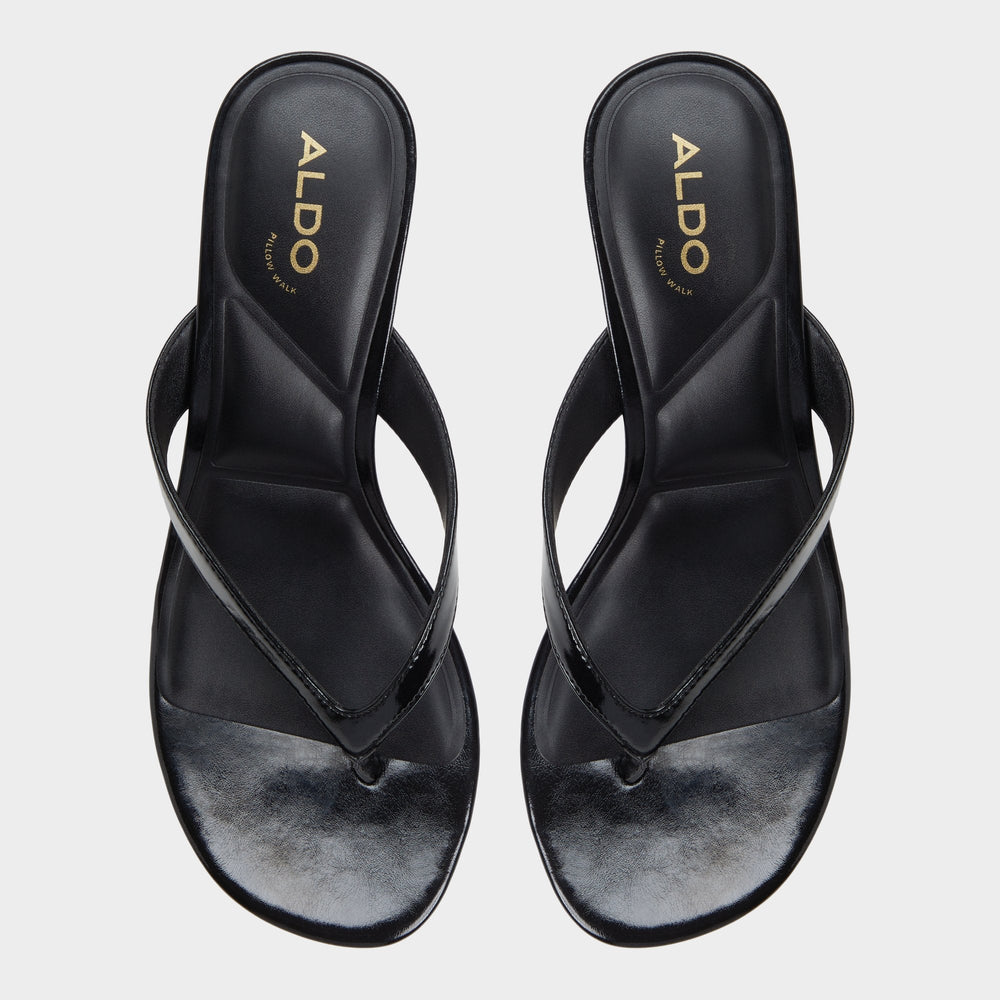 Aldo Jump Black Women's Strappy sandals - Heeled flip flop, Kitten heel Women