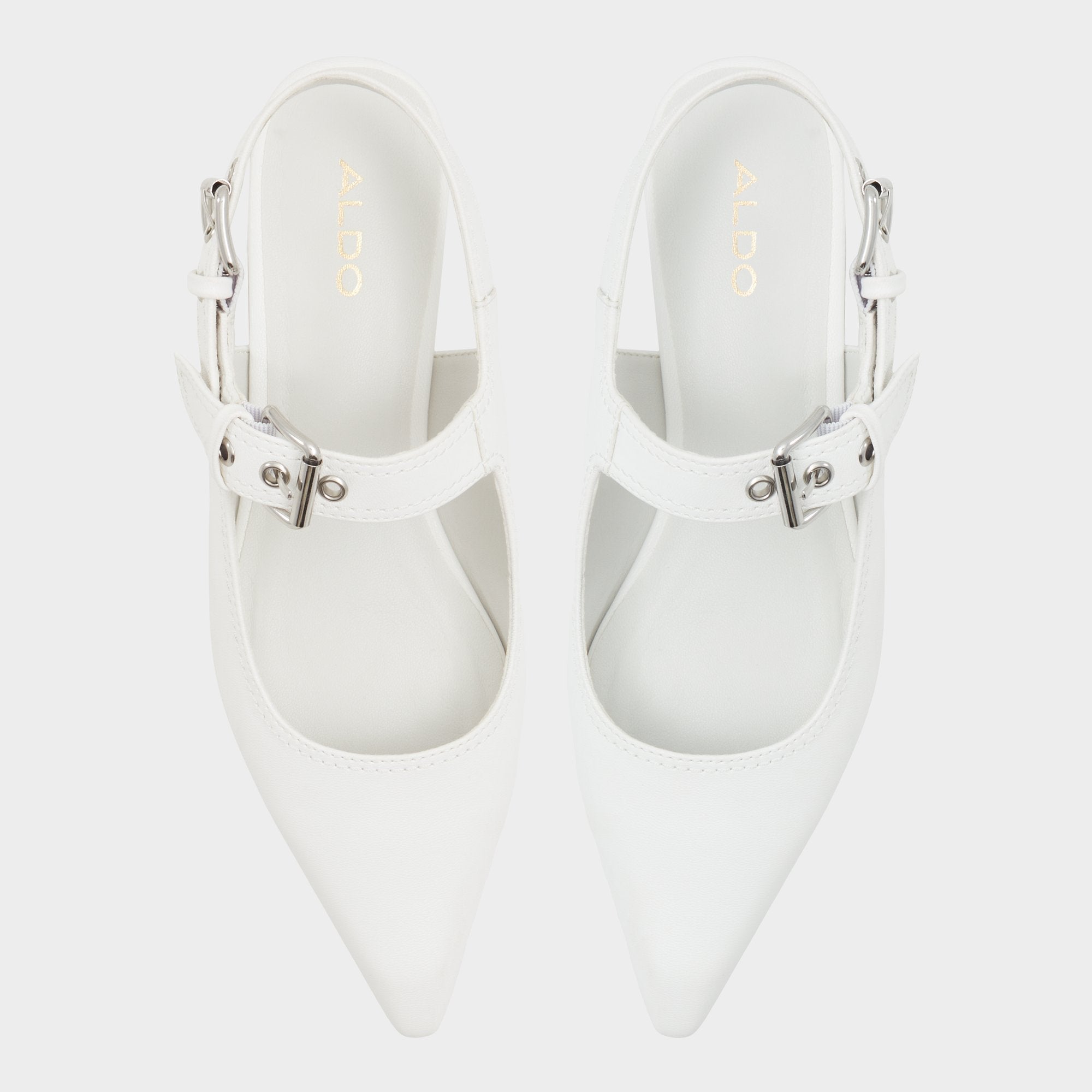 Aldo Kellya White Women's Slingbacks - Sling back high heel, Kitten heel Women