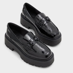 Aldo Oneameth Black Synthetic Patent Women's Loafers & Oxfords - Loafer, Lug sole Women