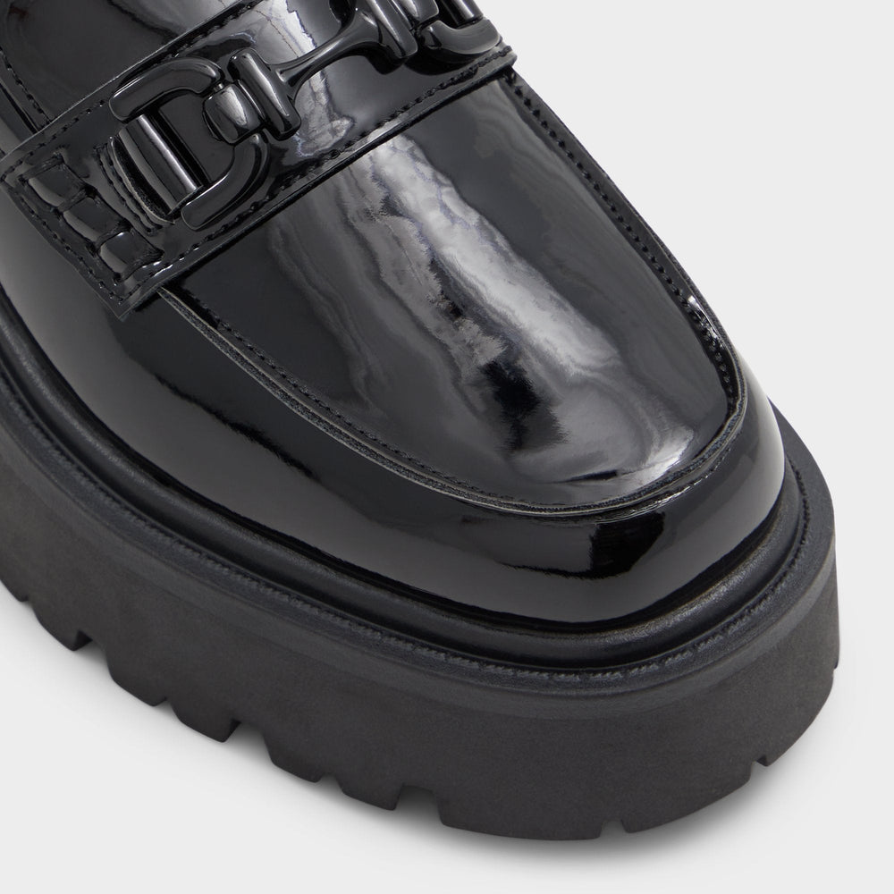 Aldo Oneameth Black Synthetic Patent Women's Loafers & Oxfords - Loafer, Lug sole Women