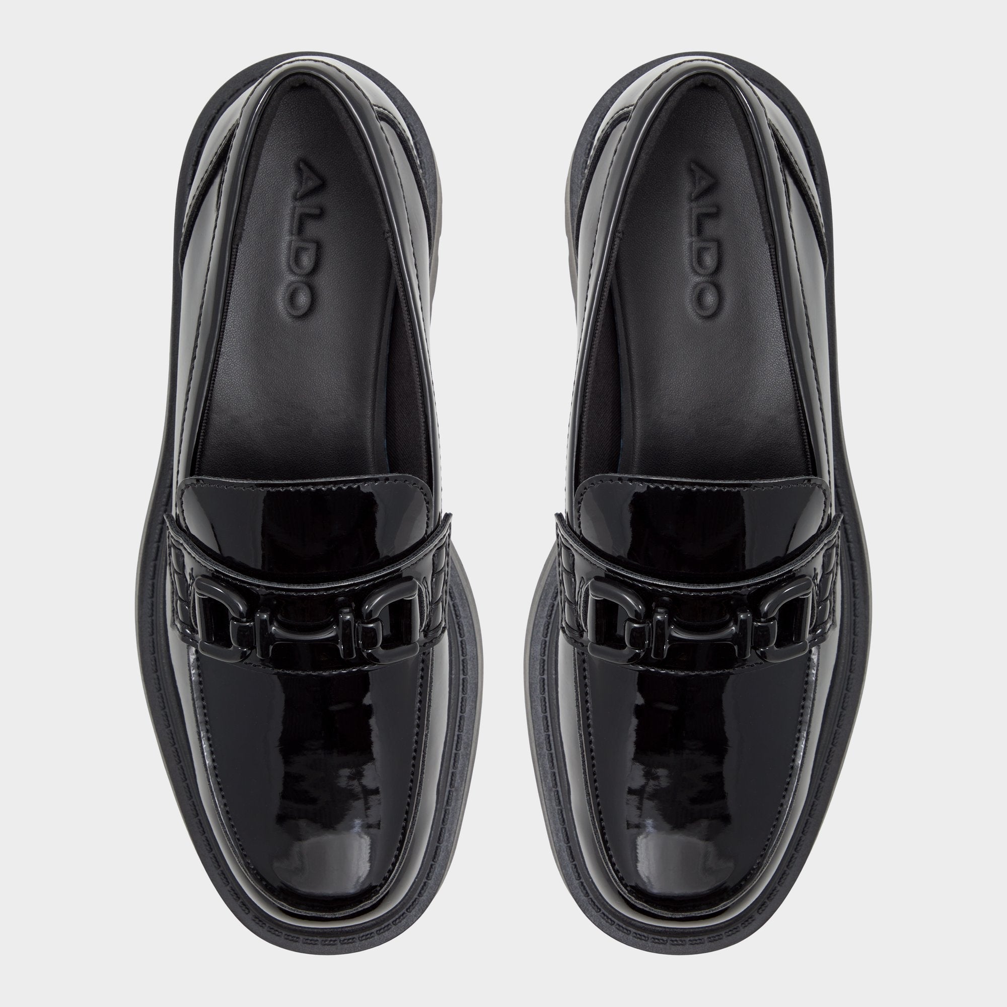 Aldo Oneameth Black Synthetic Patent Women's Loafers & Oxfords - Loafer, Lug sole Women