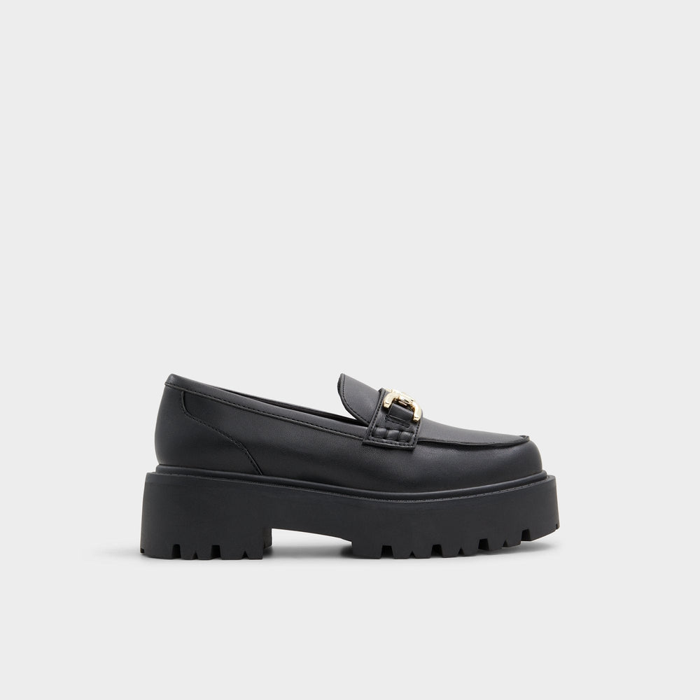 Aldo Oneameth Black Synthetic Smooth Women's Loafers & Oxfords - Loafer, Lug sole Women