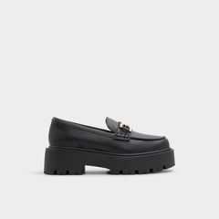 Aldo Oneameth Black Synthetic Smooth Women's Loafers & Oxfords - Loafer, Lug sole Women