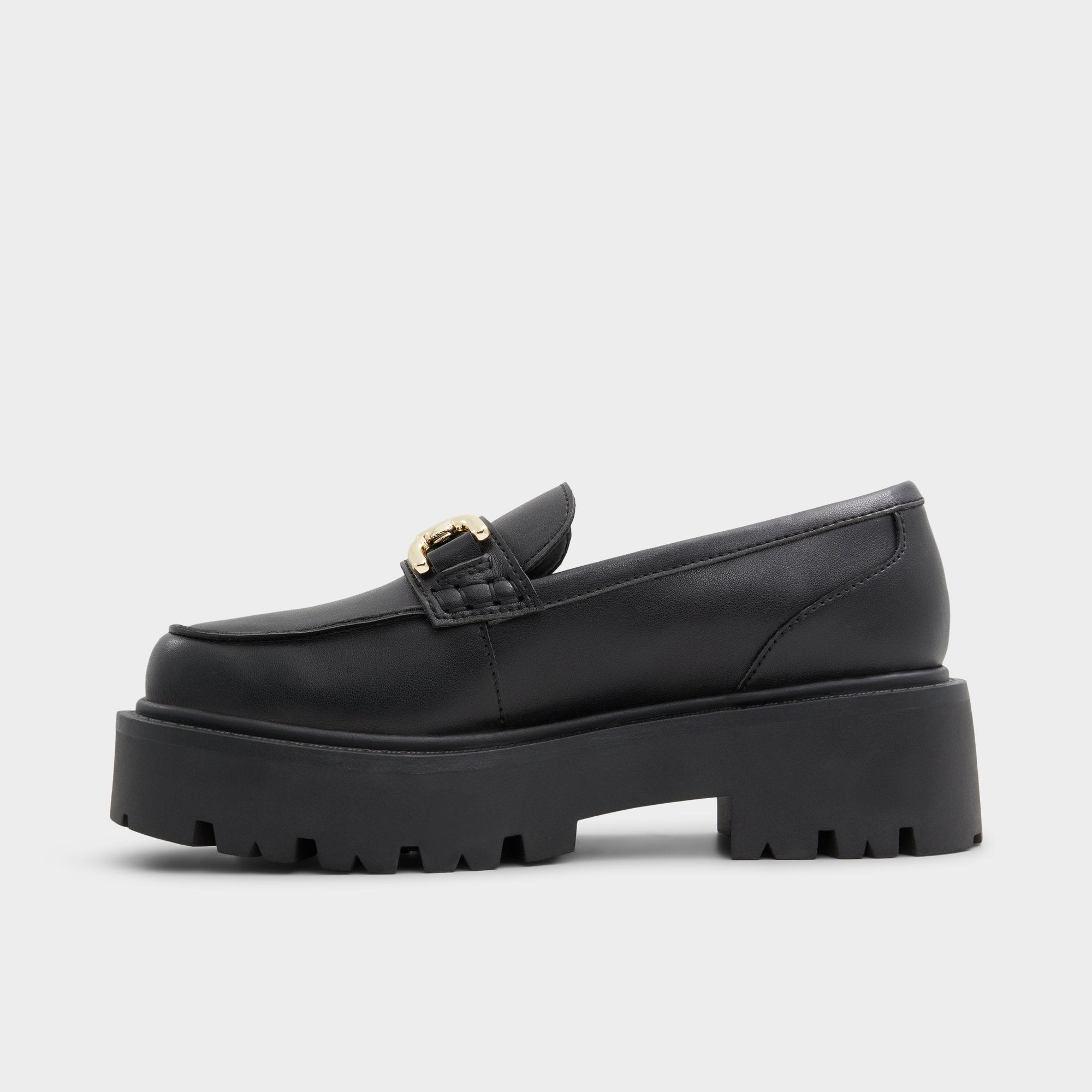 Aldo Oneameth Black Synthetic Smooth Women's Loafers & Oxfords - Loafer, Lug sole Women