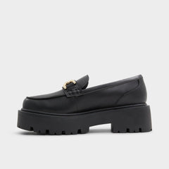 Aldo Oneameth Black Synthetic Smooth Women's Loafers & Oxfords - Loafer, Lug sole Women