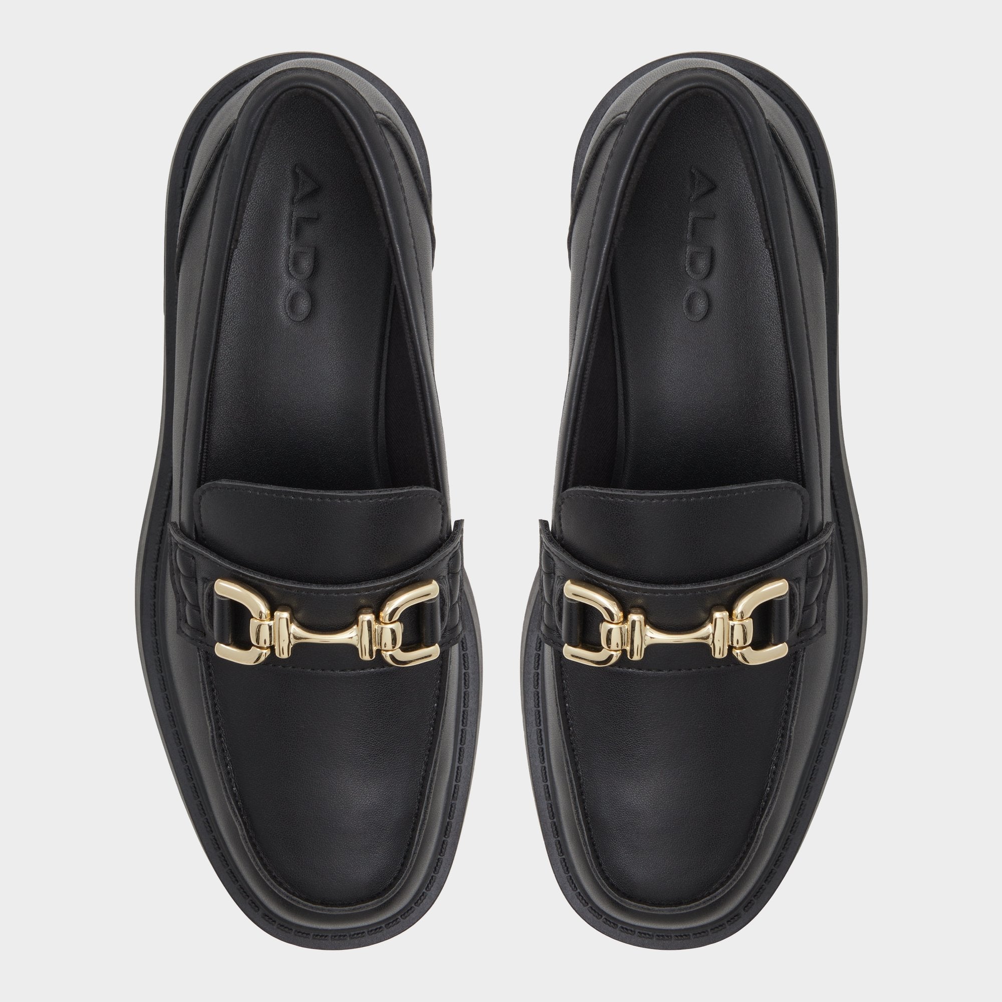 Aldo Oneameth Black Synthetic Smooth Women's Loafers & Oxfords - Loafer, Lug sole Women