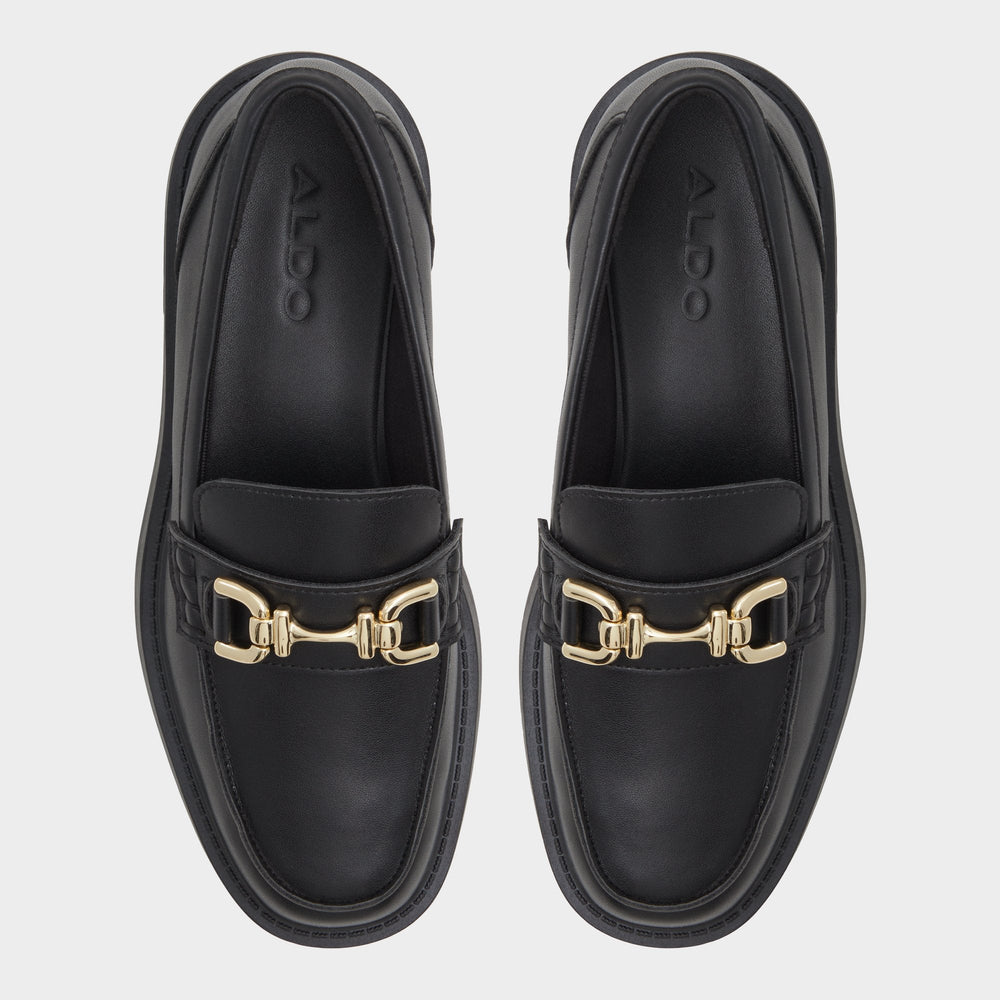Aldo Oneameth Black Synthetic Smooth Women's Loafers & Oxfords - Loafer, Lug sole Women