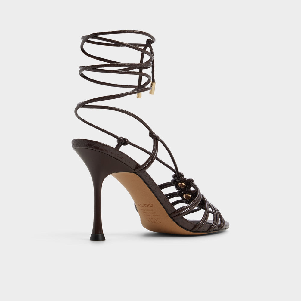 Aldo Curacao in Dark Brown - Strappy heeled sandal, Stiletto heel Women|New