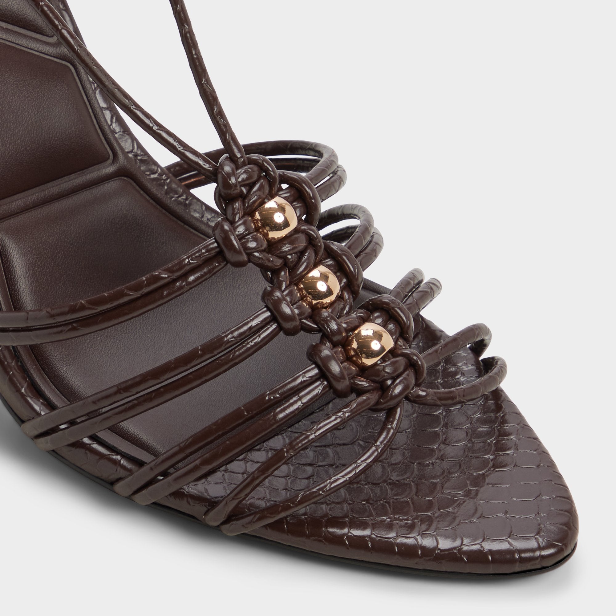 Aldo Curacao in Dark Brown - Strappy heeled sandal, Stiletto heel Women|New