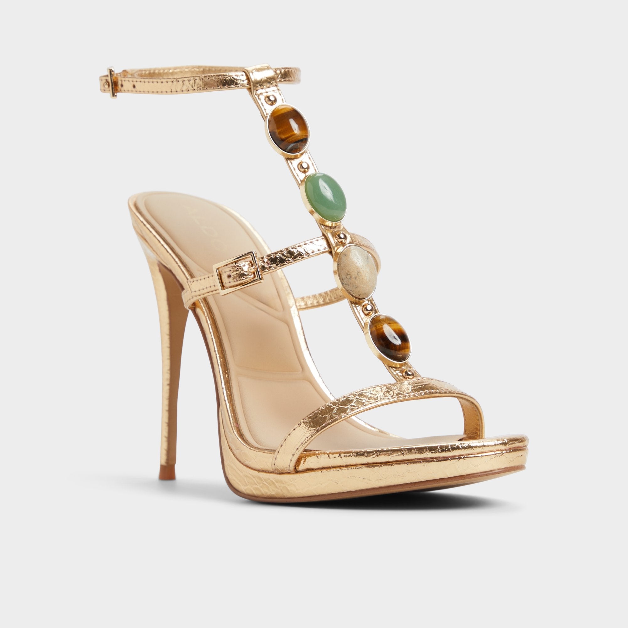 Aldo Opalia Gold Women's Strappy sandals - Strappy heeled sandal, Platform Women