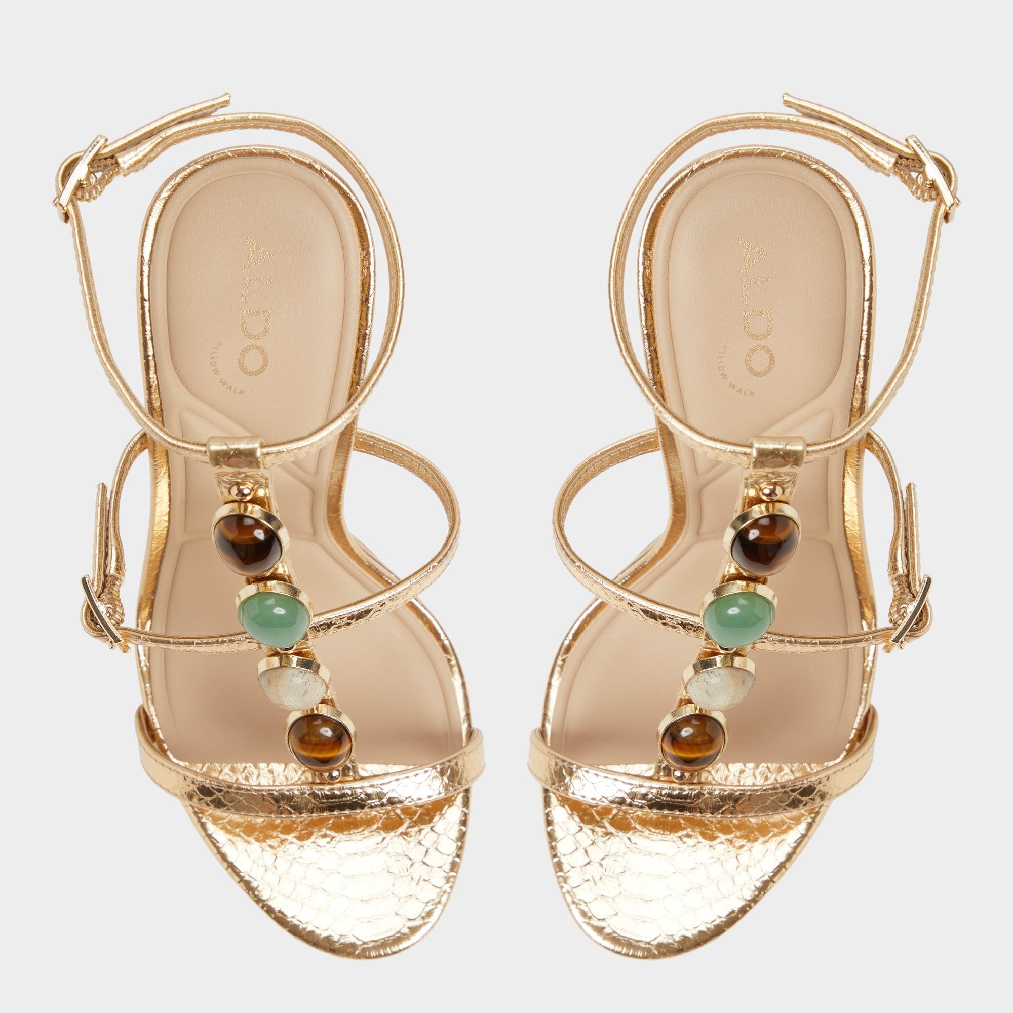 Aldo Opalia Gold Women's Strappy sandals - Strappy heeled sandal, Platform Women