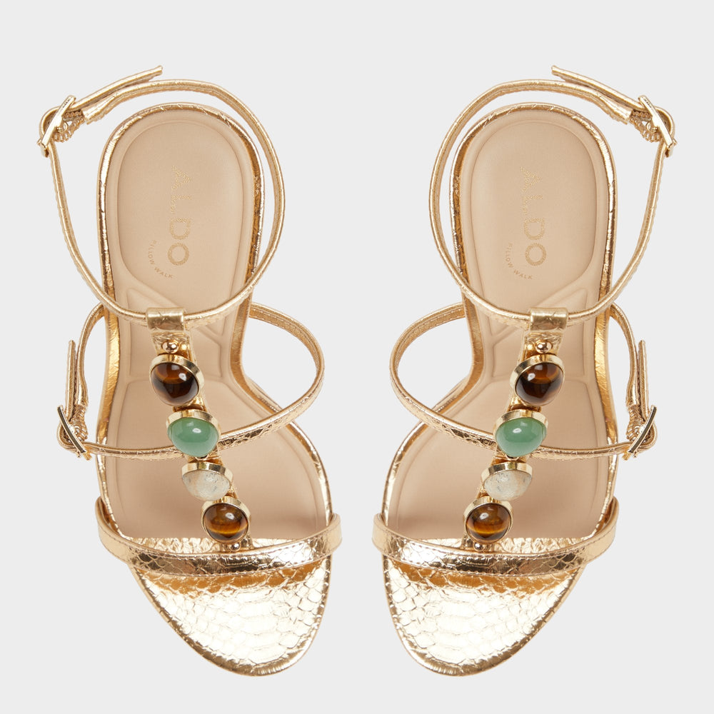 Aldo Opalia Gold Women's Strappy sandals - Strappy heeled sandal, Platform Women