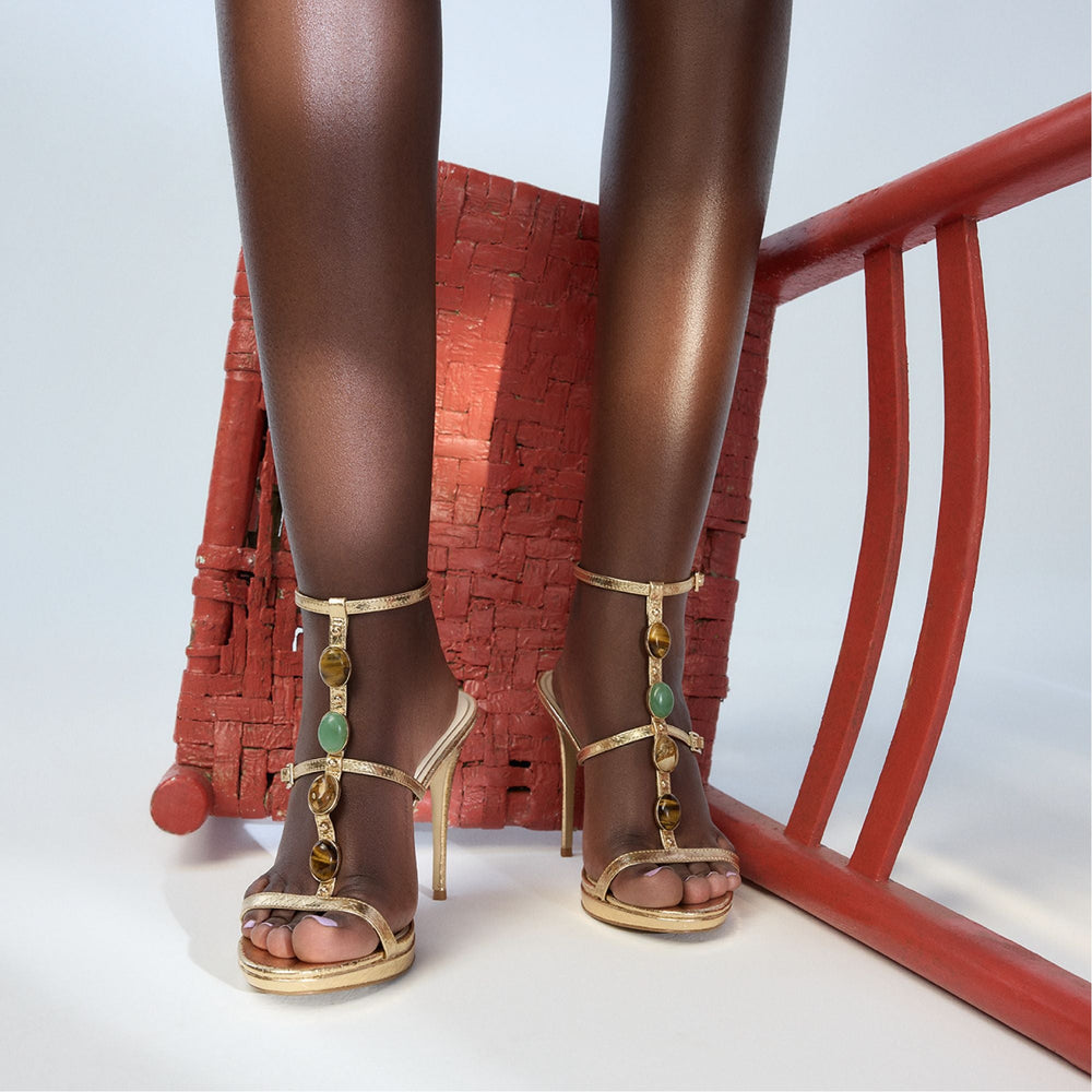Aldo Opalia Gold Women's Strappy sandals - Strappy heeled sandal, Platform Women
