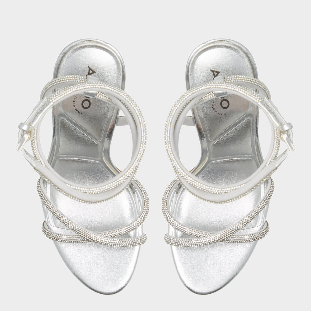 Aldo Manaelden Silver Women's Heeled sandals - Strappy heeled sandal, Stiletto heel Women