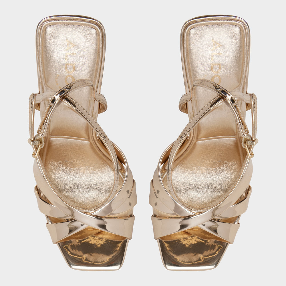 Aldo Meteora in Gold - Strappy heeled sandal, Stiletto heel Women