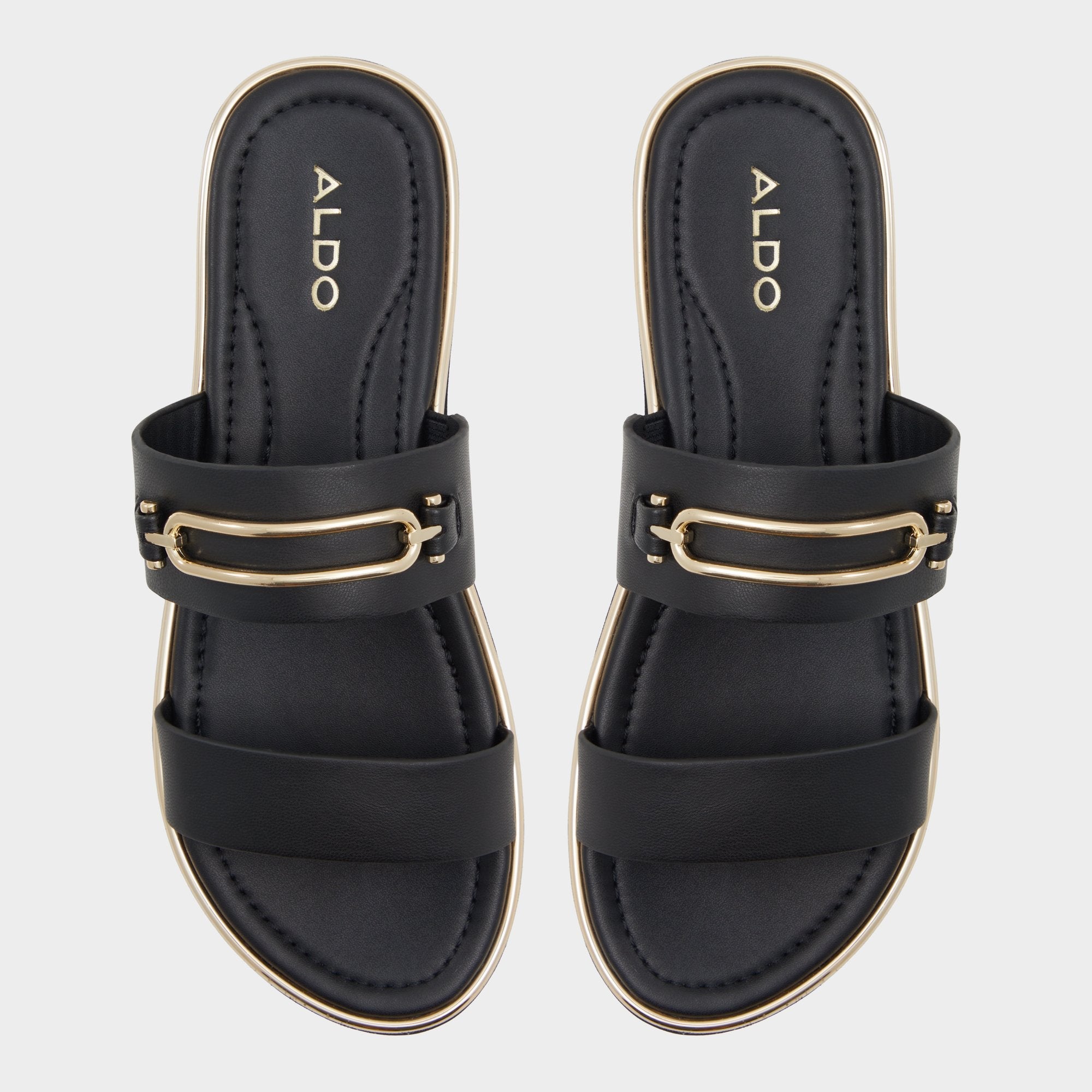Aldo Lagoon Other Black Women's Strappy sandals - Strappy flat sandal, Footbed sandal Women